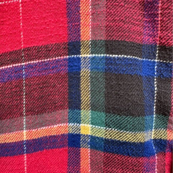 American Eagle Womens Boyfriend Fit Button Up Shirt Large Red Plaid Flannel Top - Picture 4 of 8